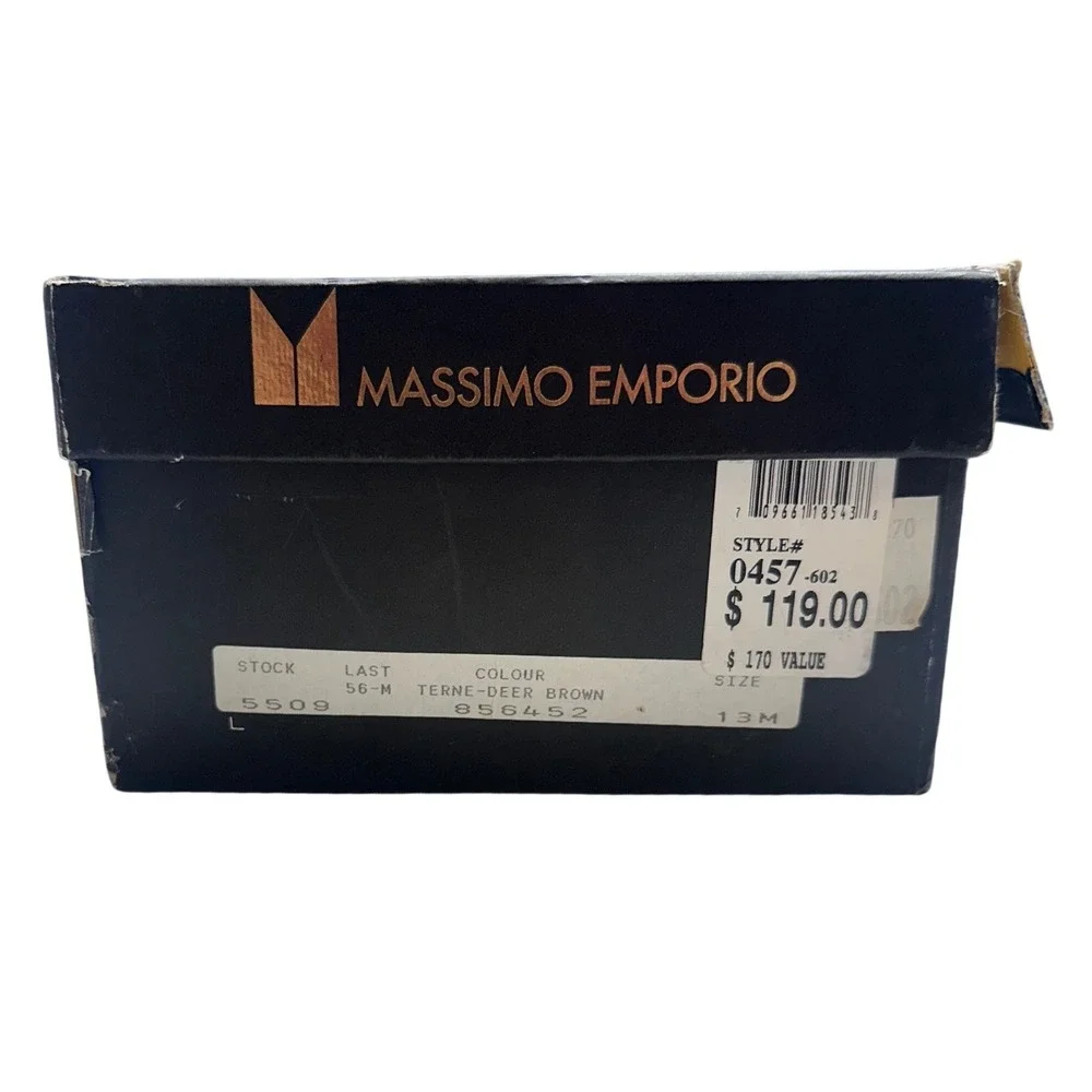Massimo‎ Emporio Oxford Mens 13 M Brown New Deerskin Leather Cap Toe Dress Shoes